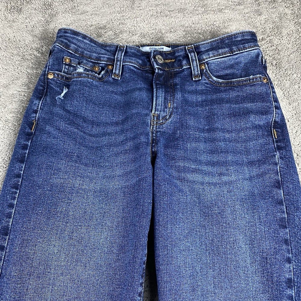 Denizen From Levis Boyfriend Jeans Womens 2 W26 Blue Distressed Hem Mid Rise - Picture 5 of 16